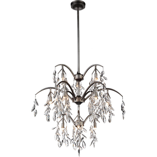 12 Light Down Chandelier with Silver Mist finish