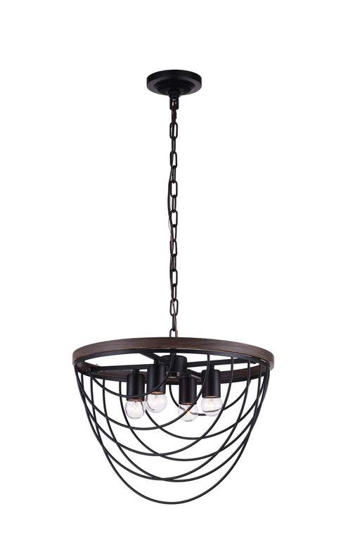 4 Light Chandelier with Black finish