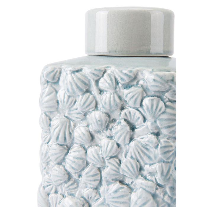 Small Shells Covered Jar Blue