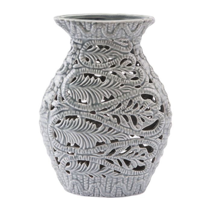 Medium Leaves Vase Gray
