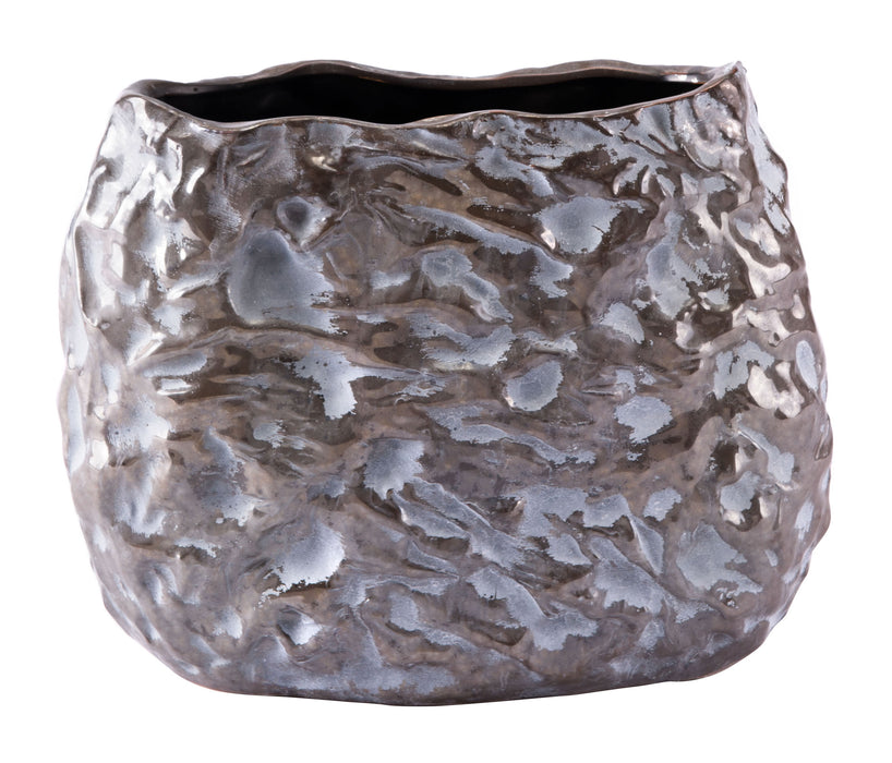 Medium Stones Vase Metallic Brown & White