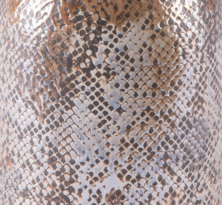 Short Snake Skin Vase Brown