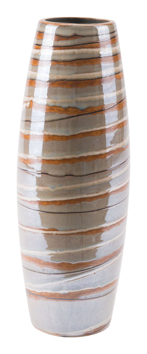 Medium Lined Vase Brown