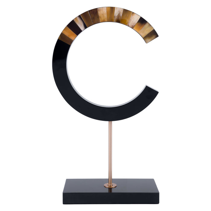 C-Shape Sculpture With Marble Stand Black