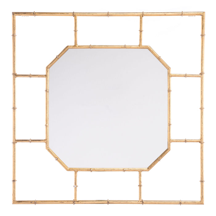 Bamboo Square Mirror Gold