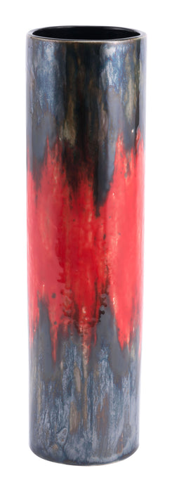 Large Lava Vase Black & Red