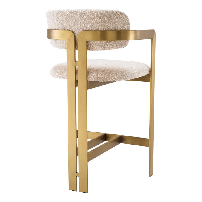 COUNTER STOOL DONATO - BRUSHED BRASS FINISH BOUCLÉ CREAM