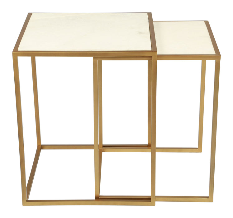 Kensington Nesting Tables Stone & Brass