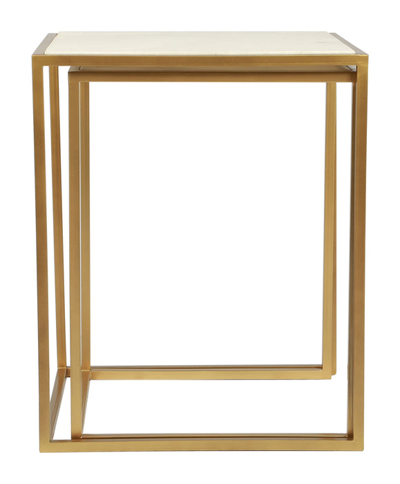 Kensington Nesting Tables Stone & Brass