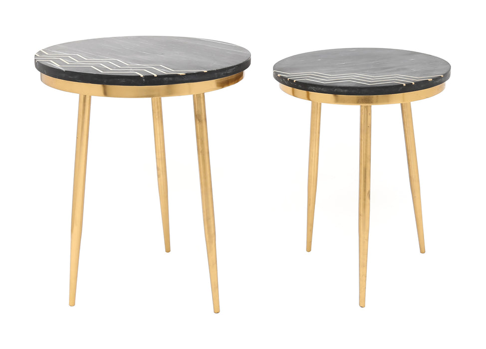 Rumi Accent Tables (Set of 2) Black & Brass