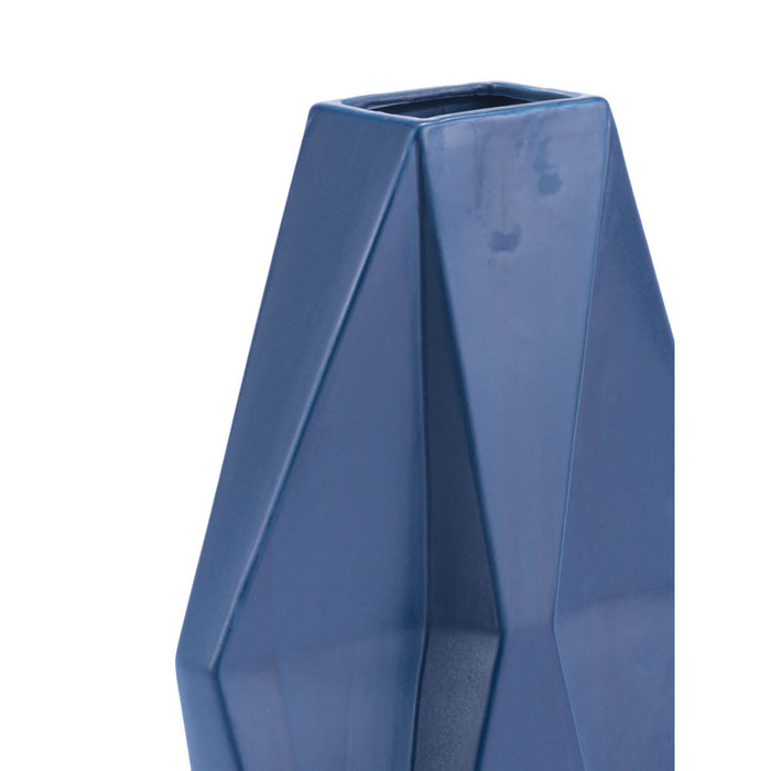 Large Angle Vase Matte Blue