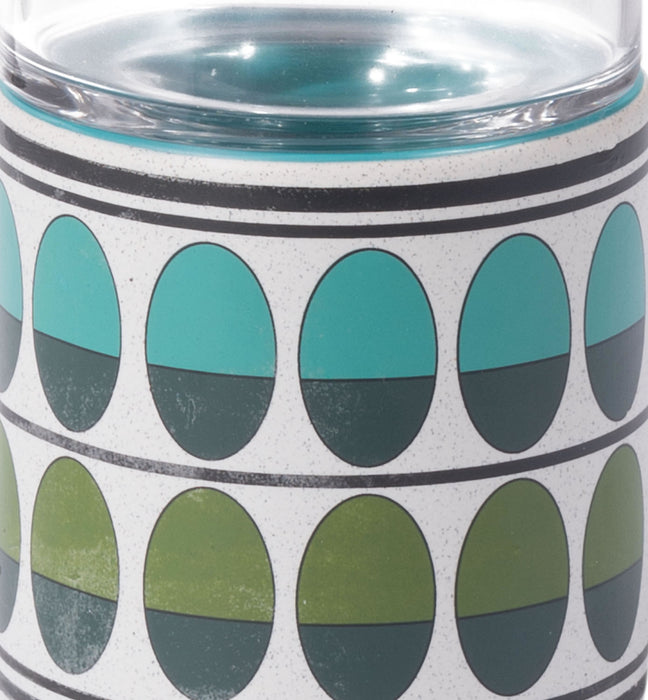 Small Retro Candle Holder Green & Teal