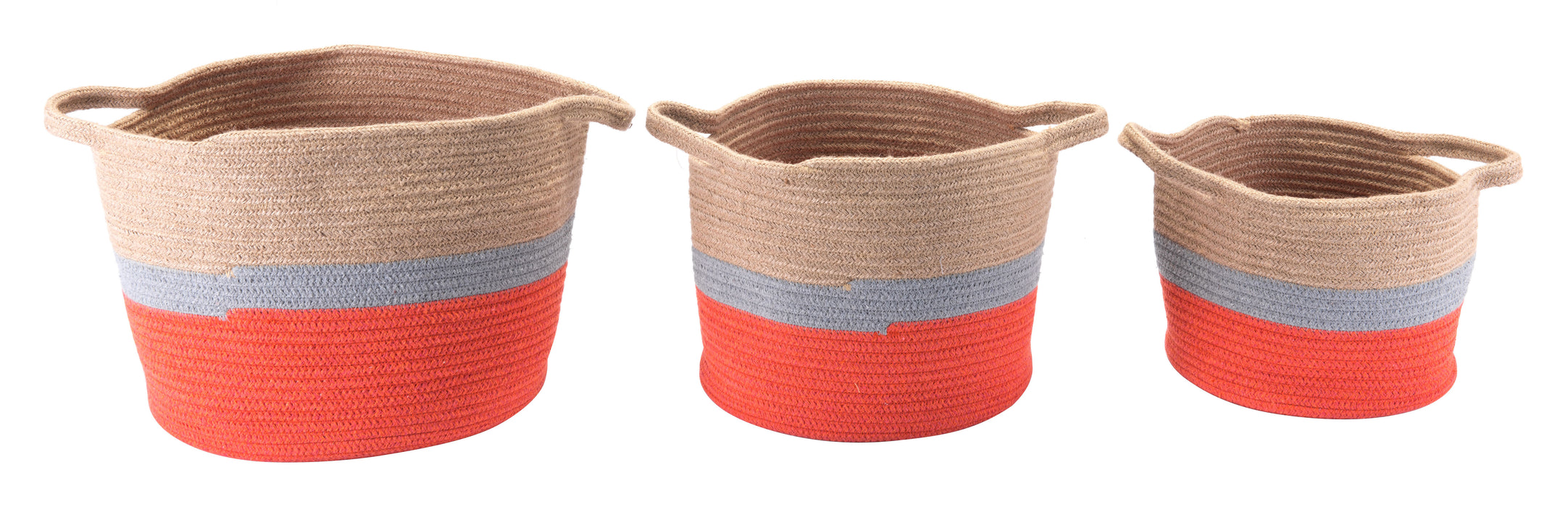 Ilesa Set Of 3 Baskets With Handles Multicolor