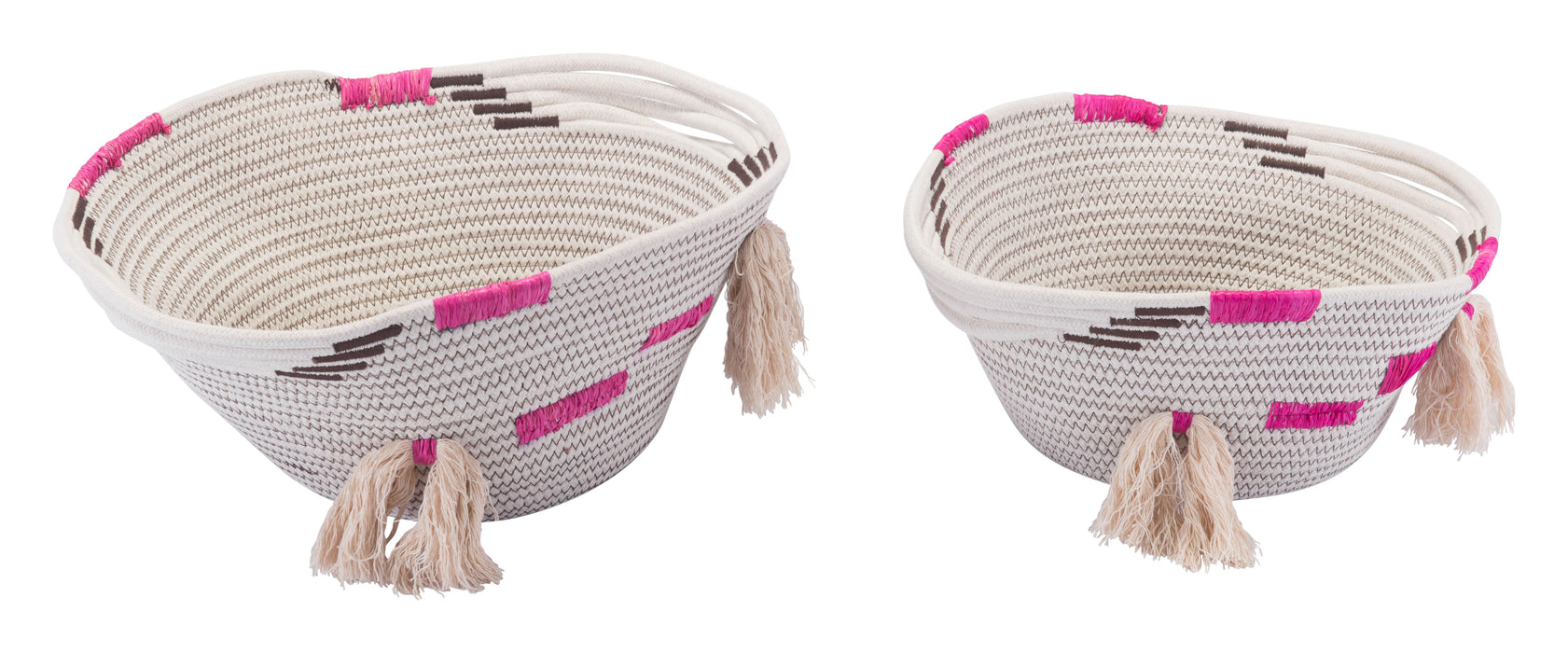 Benin Baskets With Handles (Set Of 2) Multicolor