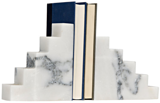Step Bookends, White Marble