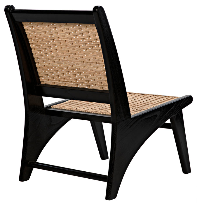 Mona Chair with Rattan, Charcoal Black