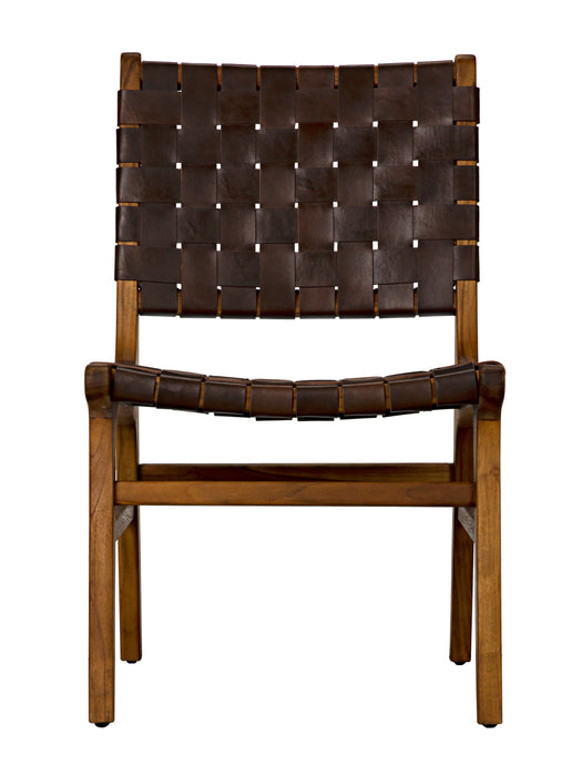 Dede Dining Chair, Teak with Brown Leather