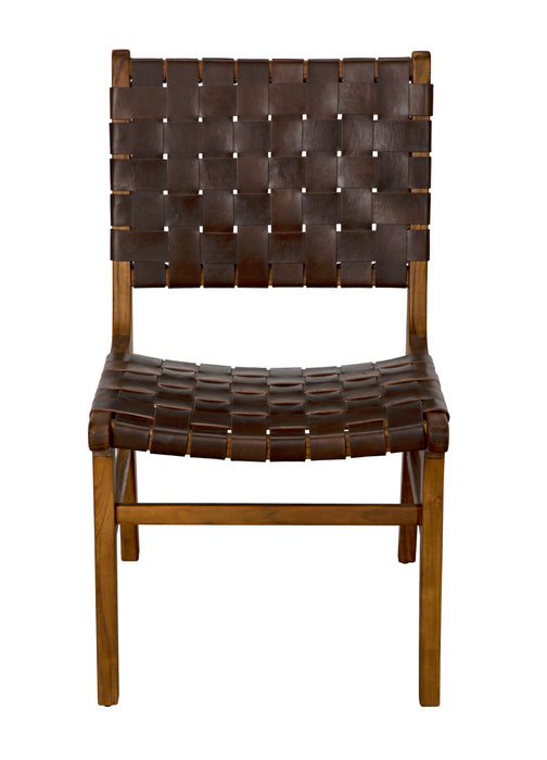 Dede Dining Chair, Teak with Brown Leather