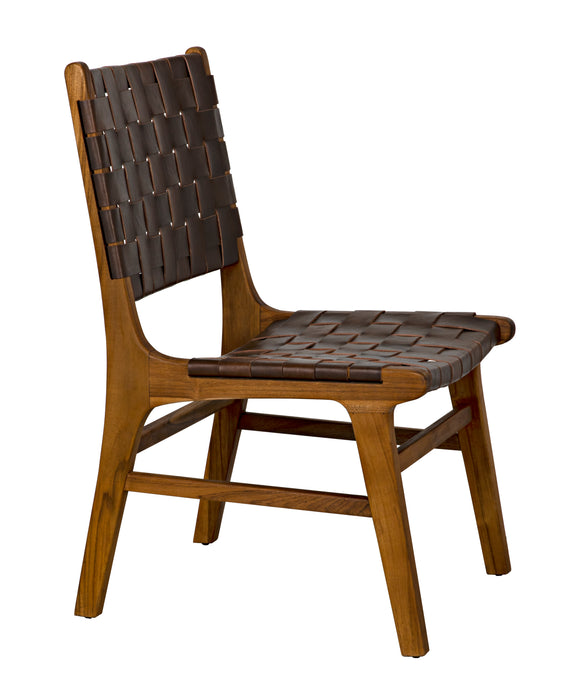 Dede Dining Chair, Teak with Brown Leather