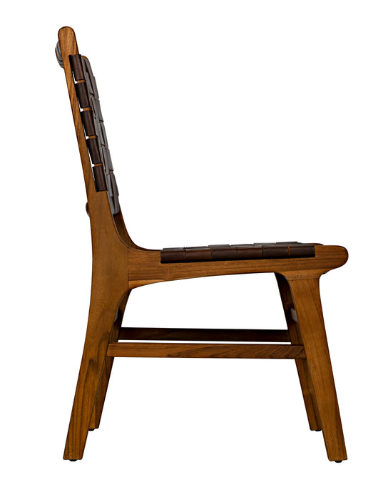 Dede Dining Chair, Teak with Brown Leather