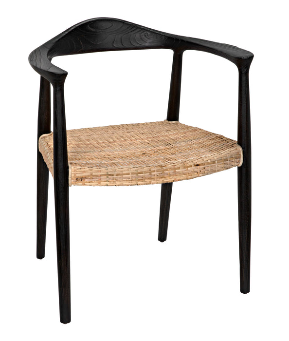 Dallas Chair, Black Burnt with Rattan