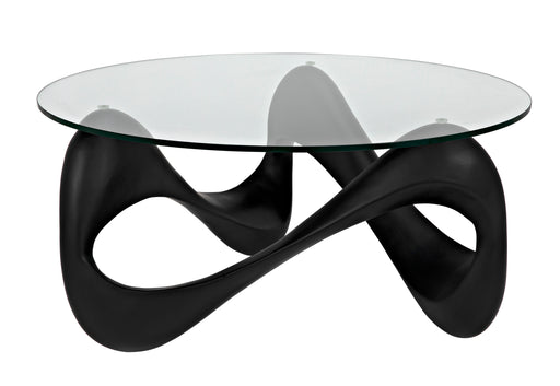 Orion Coffee Table, Black Resin Cement with Glass