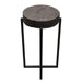 Alex Large 25" Accent Table with Solid Mango Wood Top in Espresso Finish w/ Silver Metal Inlay