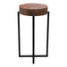Alex Large 25" Accent Table with Solid Mango Wood Top in Walnut Finish w/ Gold Metal Inlay