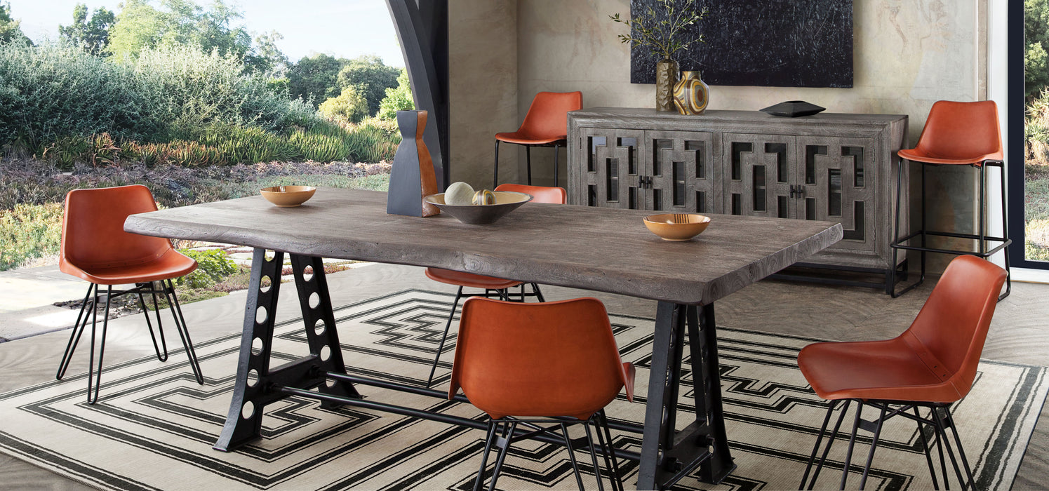 Artesia Solid Acacia Wood Top Dining Table with Live Edge in Espresso Finish & Black Iron Base by Diamond Sofa