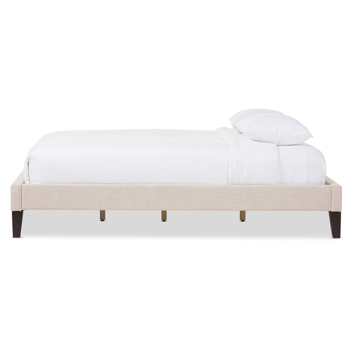 Lancashire Modern and Contemporary Beige Linen Fabric Upholstered King Size Bed Frame with Tapered Legs