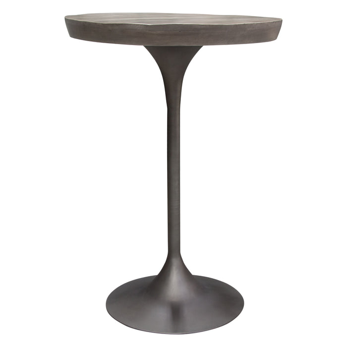 Beckham 30" Round Bar Height Table w/ Solid Mango Wood Top in Grey Finish w/ Gun Metal Base by Diamond Sofa