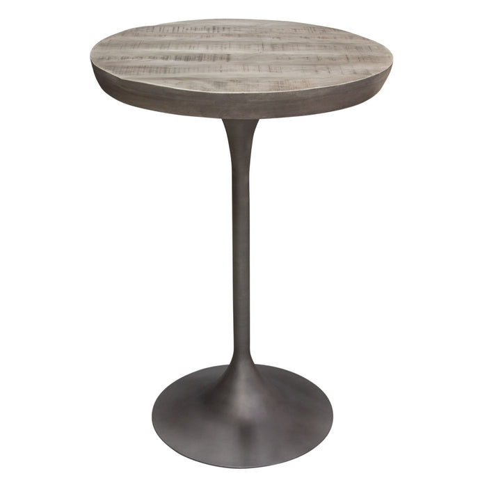 Beckham 30" Round Bar Height Table w/ Solid Mango Wood Top in Grey Finish w/ Gun Metal Base by Diamond Sofa