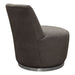 Blake Swivel Accent Chair in Iron Fabric w/ Brushed Stainless Steel base
