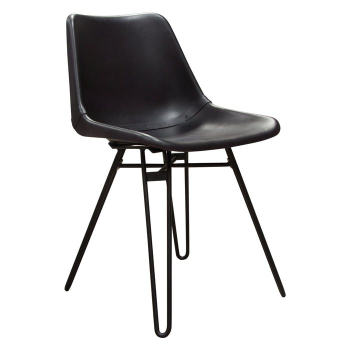 Camden Dining Chair in Genuine Black Leather w/ Black Powder Coat Hairpin Leg by Diamond Sofa