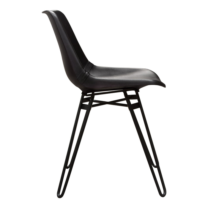 Camden Dining Chair in Genuine Black Leather w/ Black Powder Coat Hairpin Leg by Diamond Sofa