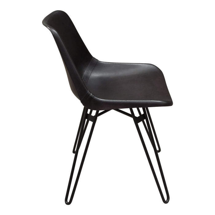 Camden Dining Chair in Genuine Black Leather w/ Black Powder Coat Hairpin Leg by Diamond Sofa