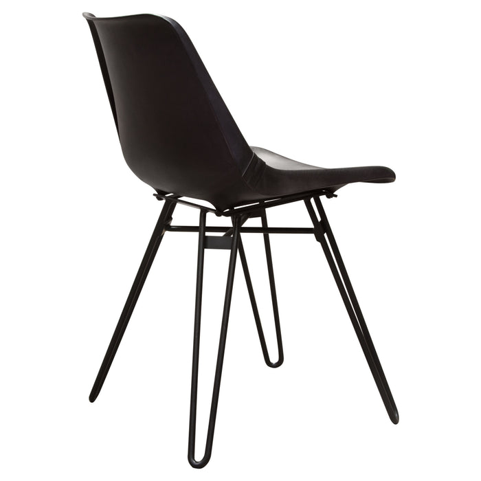 Camden Dining Chair in Genuine Black Leather w/ Black Powder Coat Hairpin Leg by Diamond Sofa