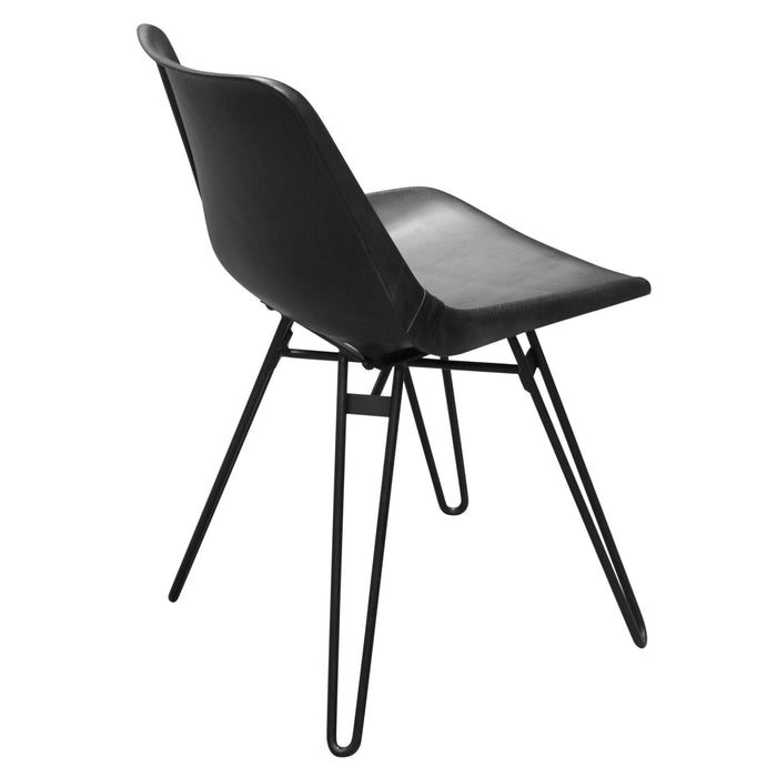 Camden Dining Chair in Genuine Black Leather w/ Black Powder Coat Hairpin Leg by Diamond Sofa