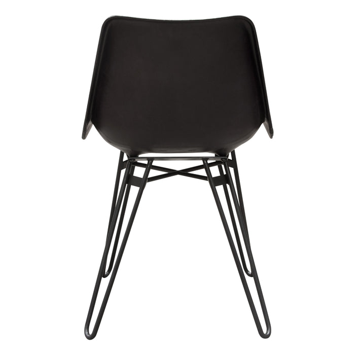 Camden Dining Chair in Genuine Black Leather w/ Black Powder Coat Hairpin Leg by Diamond Sofa
