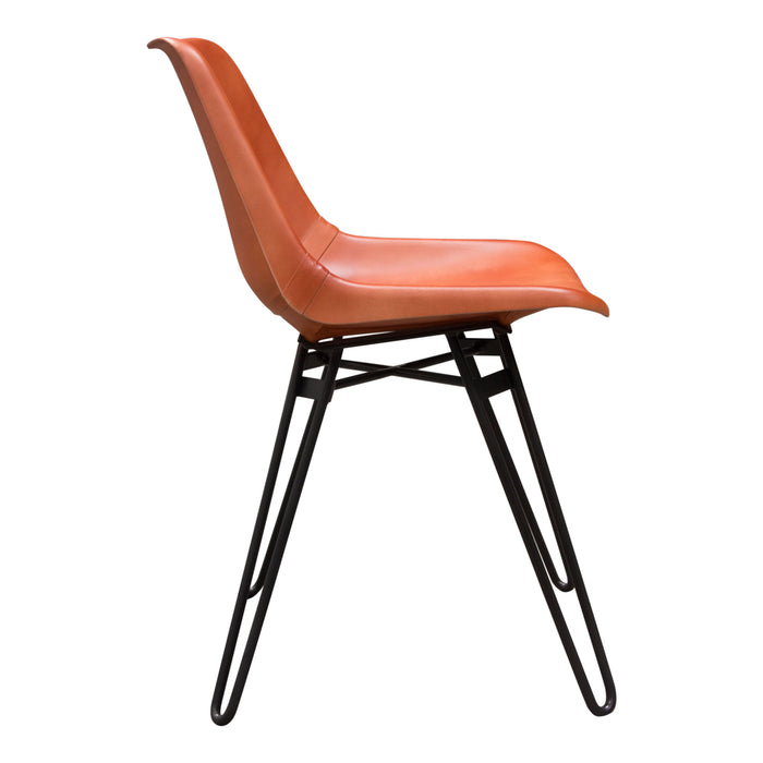 Camden Dining Chair in Genuine Clay Leather w/ Black Powder Coat Hairpin Leg by Diamond Sofa