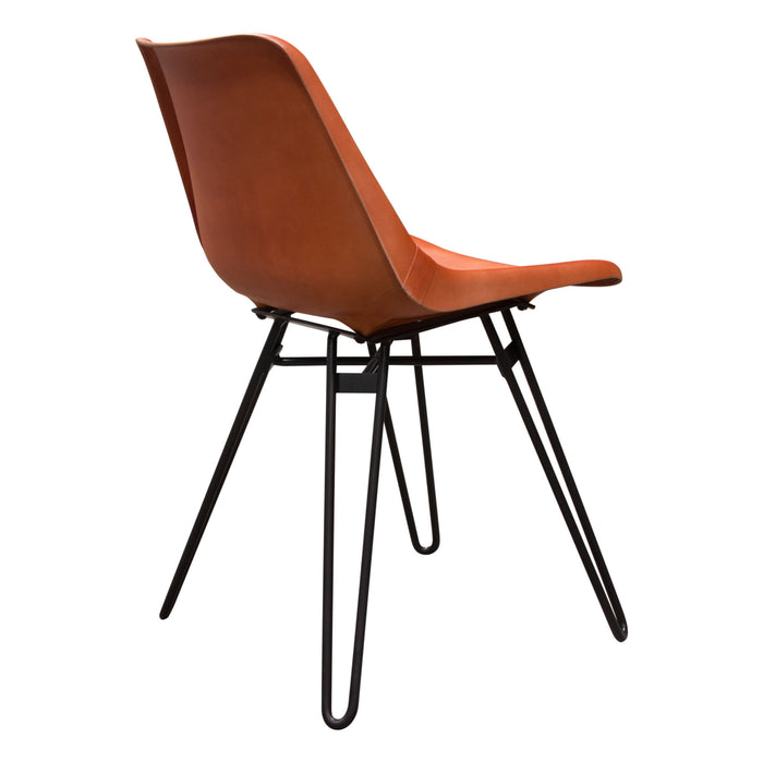 Camden Dining Chair in Genuine Clay Leather w/ Black Powder Coat Hairpin Leg by Diamond Sofa