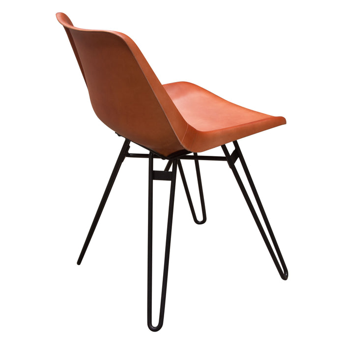 Camden Dining Chair in Genuine Clay Leather w/ Black Powder Coat Hairpin Leg by Diamond Sofa