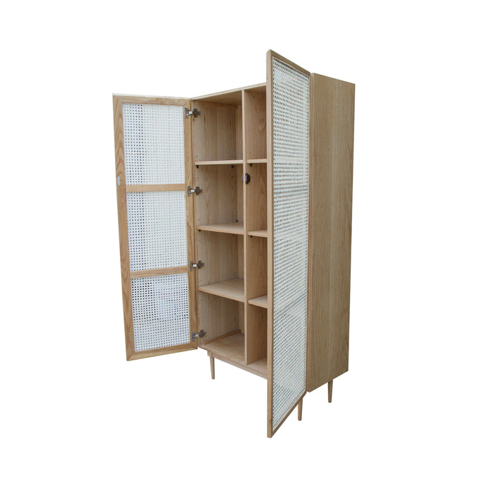 Cane Bookcase With Full Doors - Natural