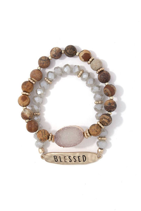 Blessed and Druzy Bracelet Set