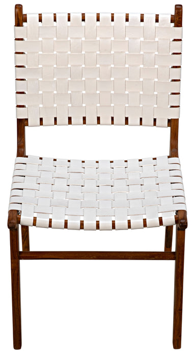 Dede Dining Chair, Teak with White Leather
