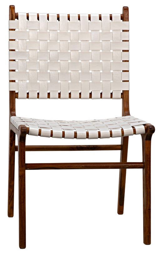 Dede Dining Chair, Teak with White Leather