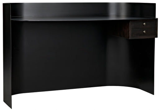 Scarlett Desk, Black Steel with Ebony Walnut Drawers