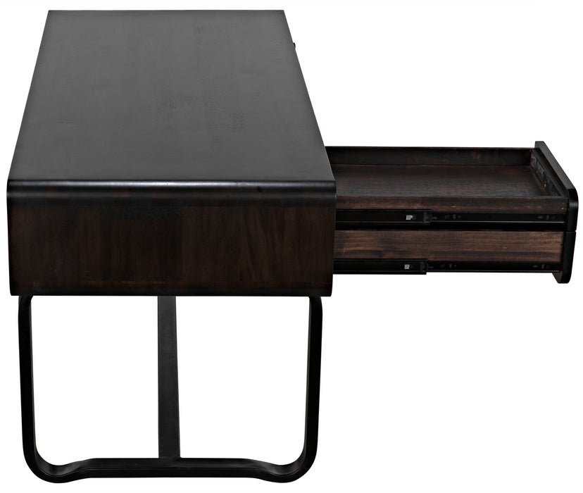 Voltes Desk, Ebony Walnut with Black Steel