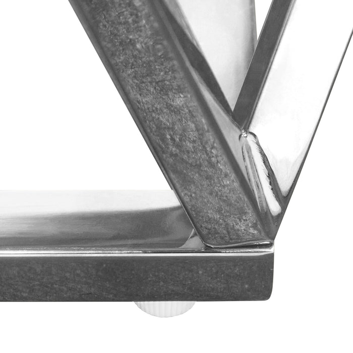 Gem End Table with Smoked Tempered Glass Top and Polished Stainless Steel Base by Diamond Sofa