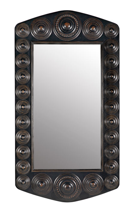 Nanna Mirror, Hand Rubbed Black with Light Brown Trim